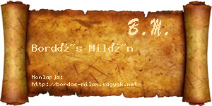 Bordás Milán névjegykártya