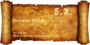 Bordás Milán névjegykártya