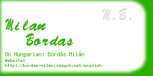 milan bordas business card