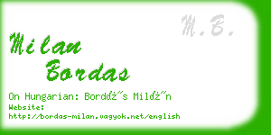 milan bordas business card